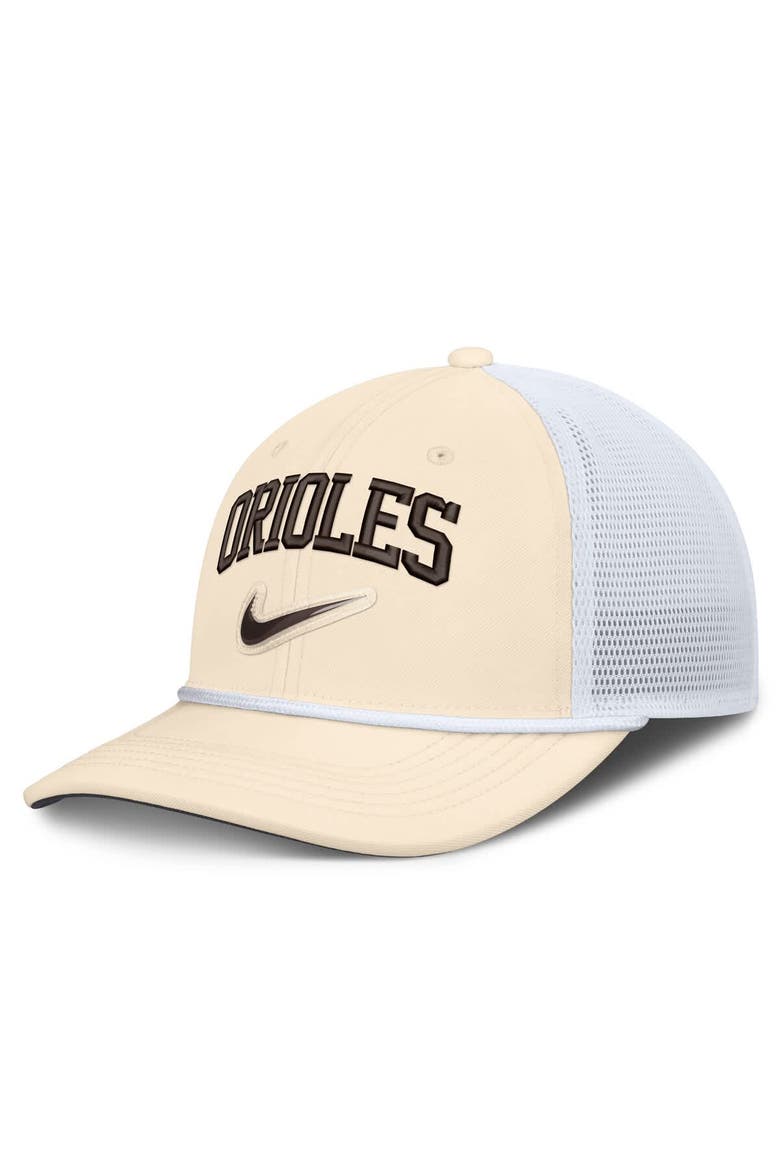 Men's Nike Natural/White Baltimore Orioles Rise Dri-FIT Trucker Adjustable Hat​, Main, color, Natural