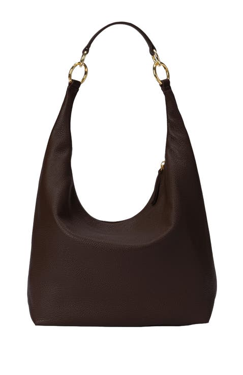 Leather Convertible Hobo Ring Bag