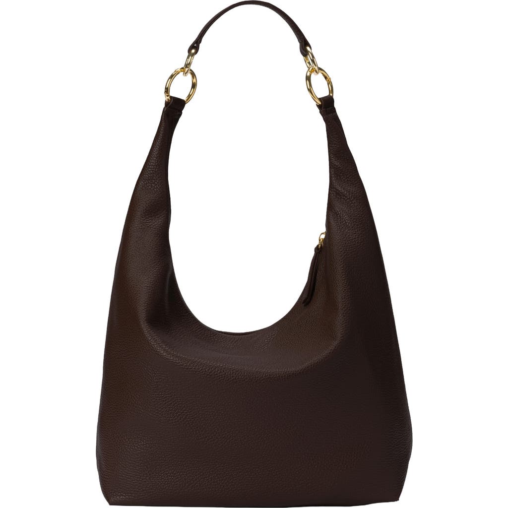 HYER GOODS Leather Convertible Hobo Ring Bag in Dark Chocolate at Nordstrom