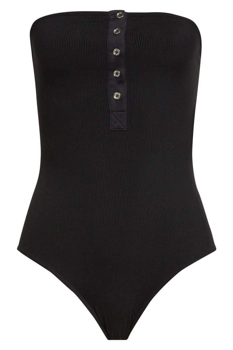 Ribbed Strapless One-Piece Swimsuit, Alternate, color, BLACK