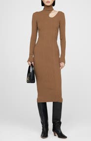 ANINE BING Victoria Cutout Ribbed Midi Dress
