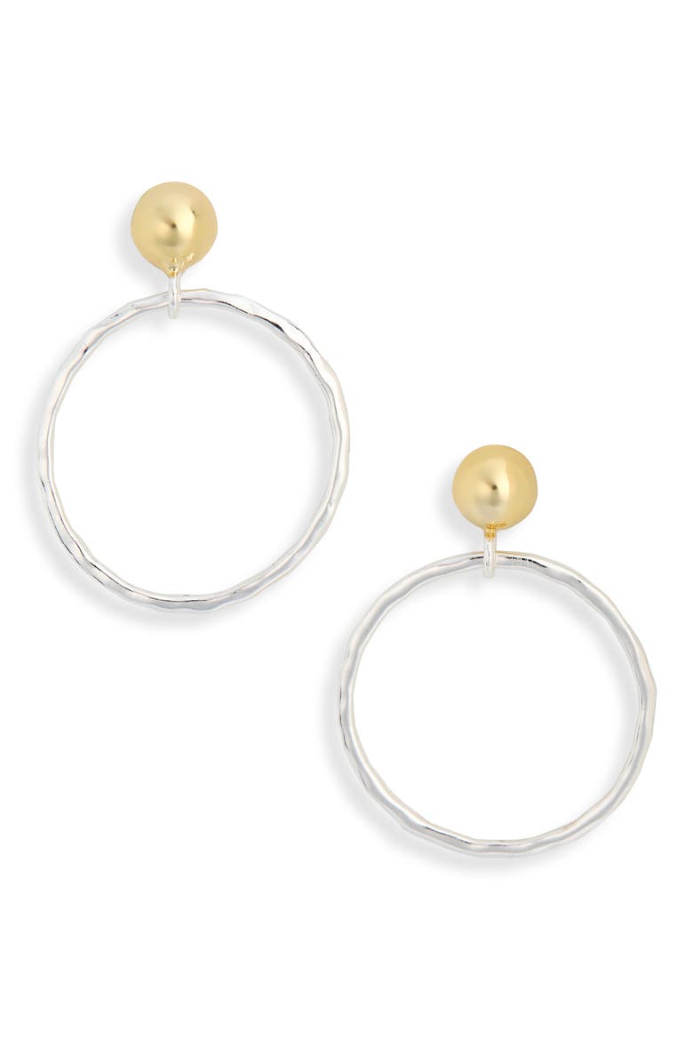 Hammered Frontal Hoop Earrings, Main, color, GOLD/ SILVER