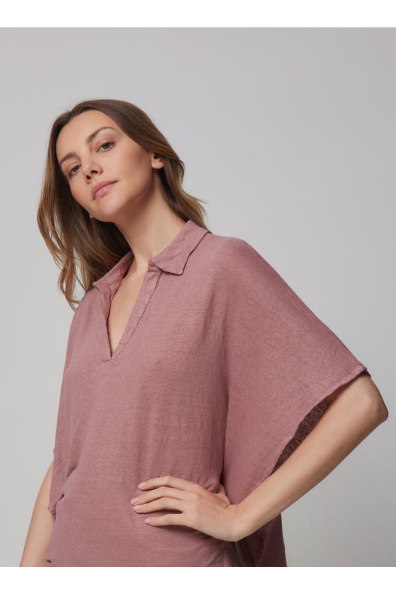 Linen Stretch Hand Dye Short Sleeve Batwing, Alternate, color, BOIS DE ROSE
