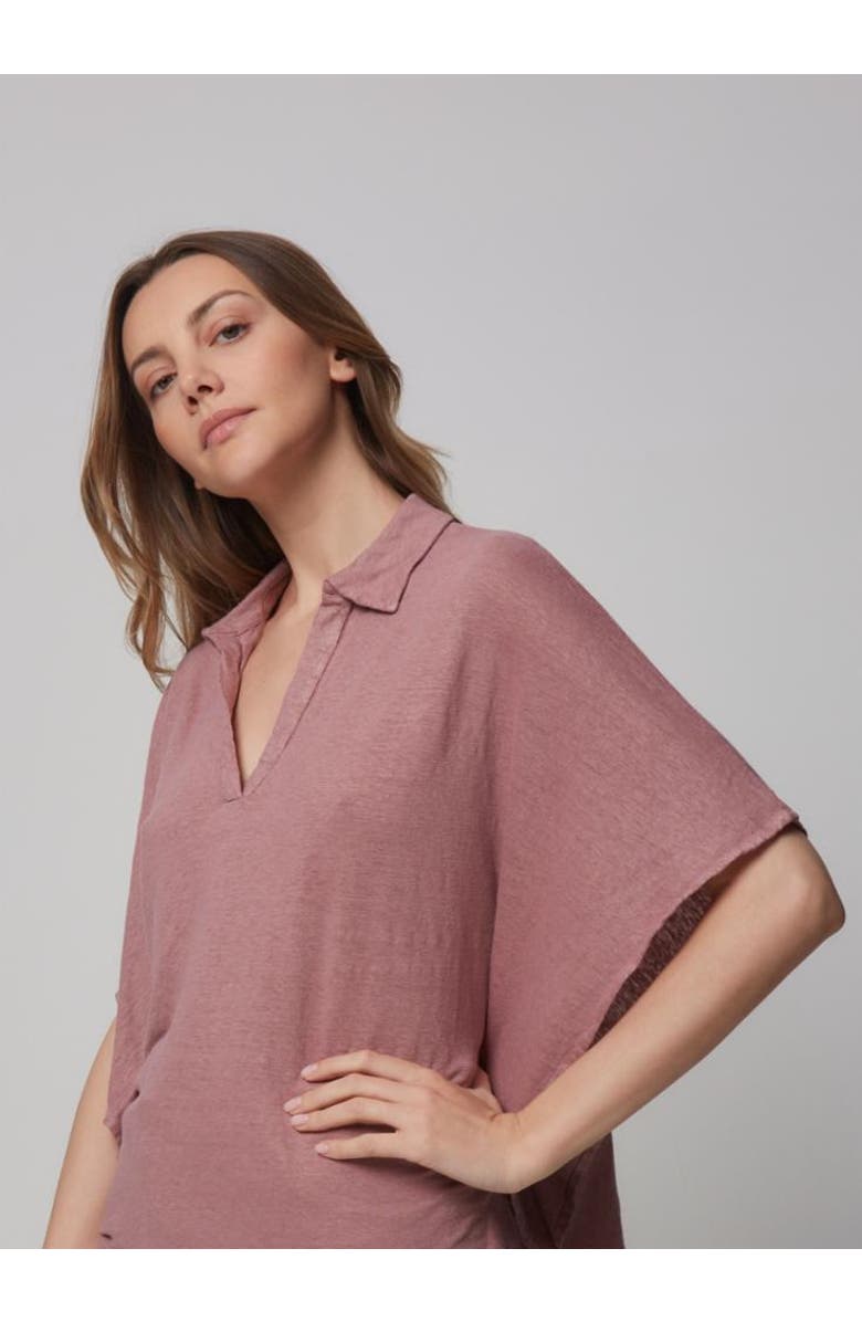 Majestic Filatures Linen Stretch Hand Dye Short Sleeve Batwing, Alternate, color, Bois De Rose