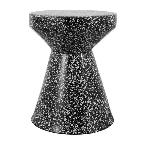 Xenia 17.75" Modern Bohemian Terrazzo Indoor/Outdoor Drum Accent Table