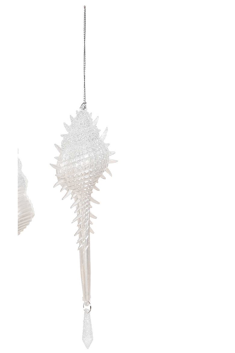 White Shimmer Shells Ornaments A/2, Alternate, color, White