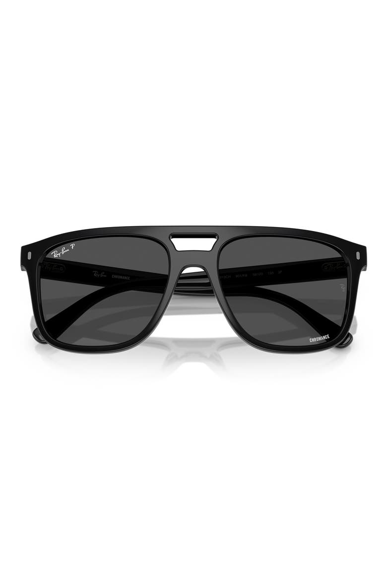 58mm Polarized Square Sunglasses, Alternate, color, BLACK