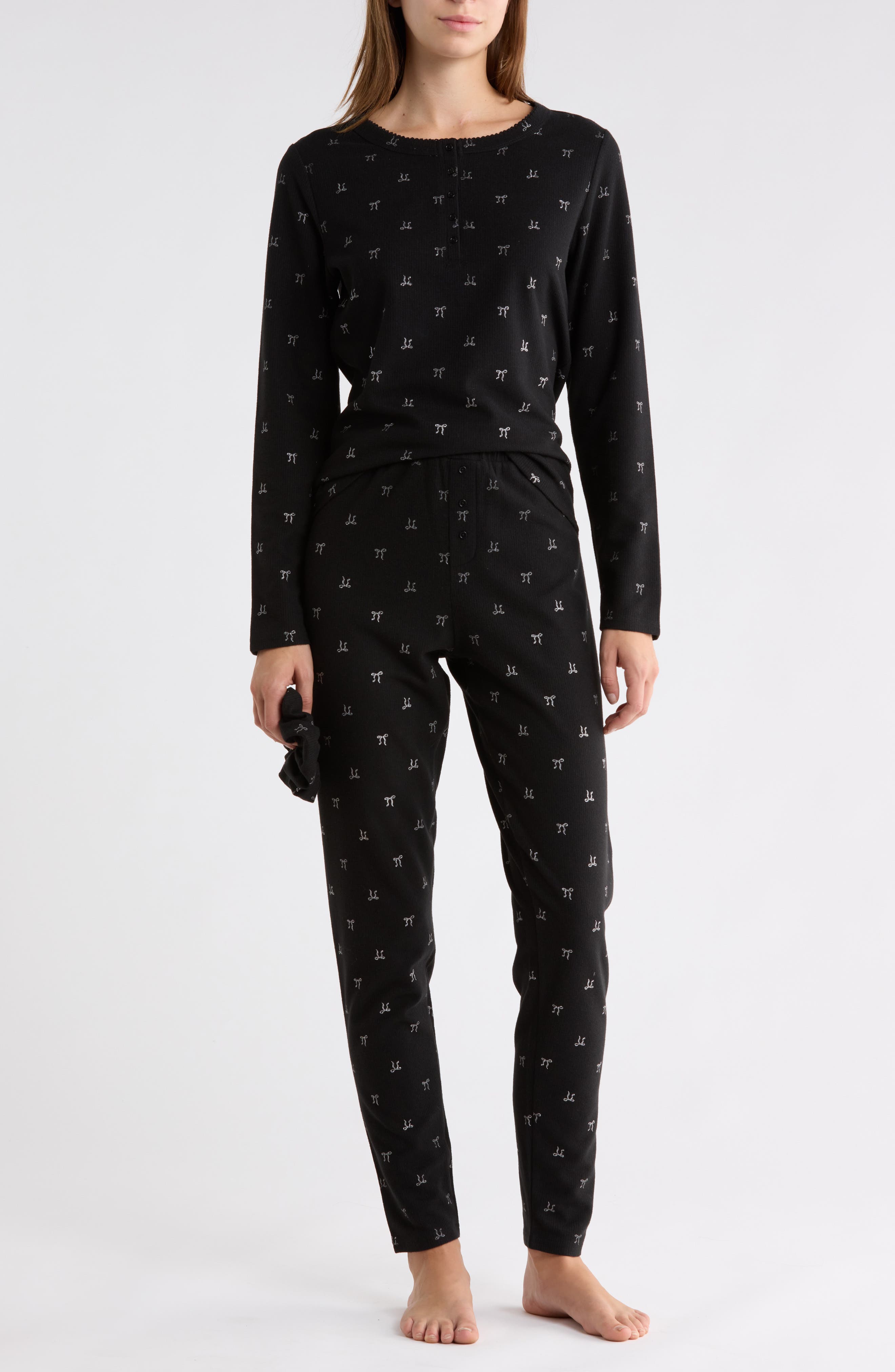 Bow Print Jersey Pajamas