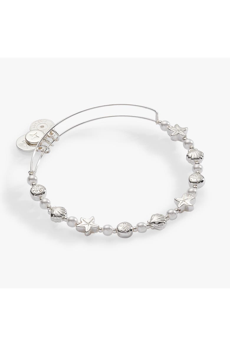 Seaside Pearl Beaded Bangle, Main, color, Silver