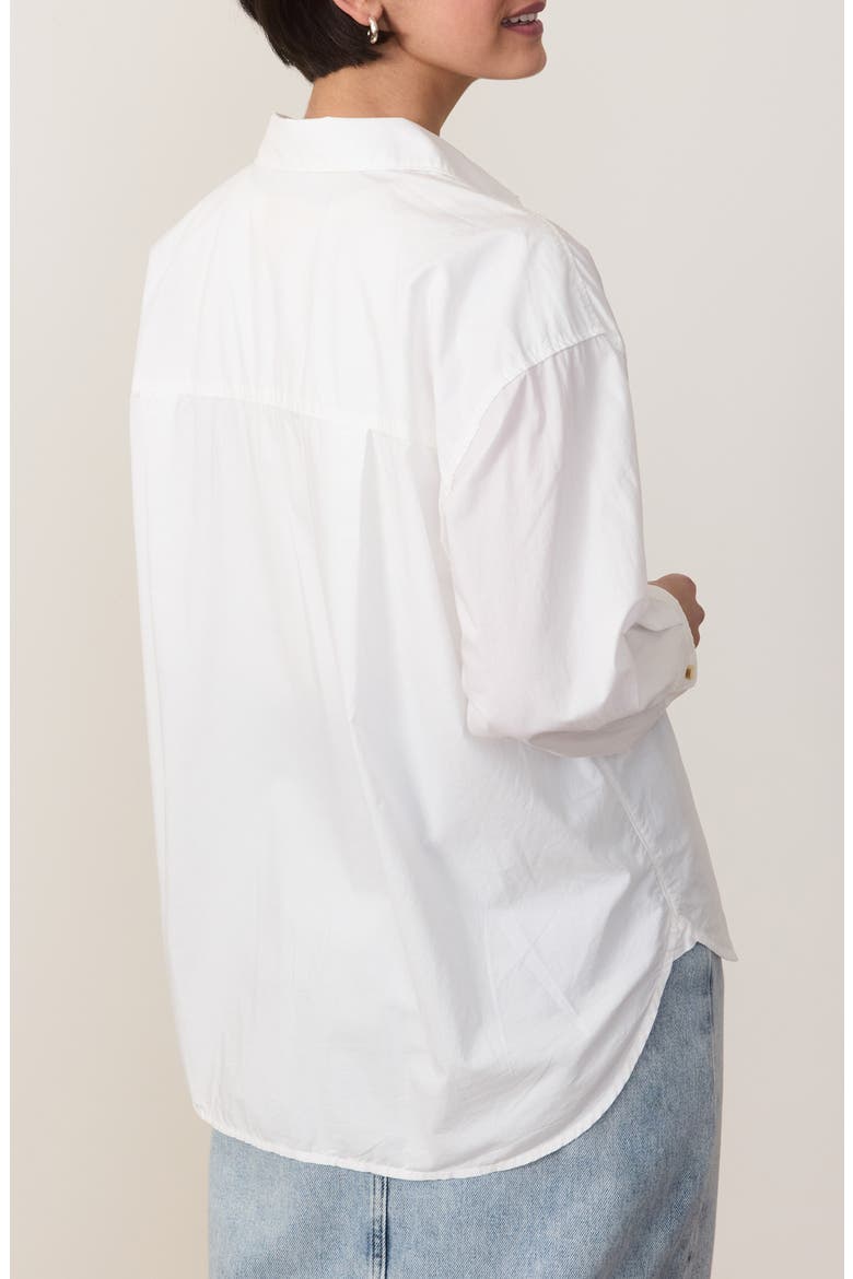 Cali Oversize Pima Cotton Poplin Button-Up Shirt, Alternate, color, WHITE