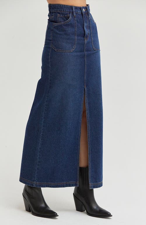Crescent Denim Maxi Skirt In Denim Blue