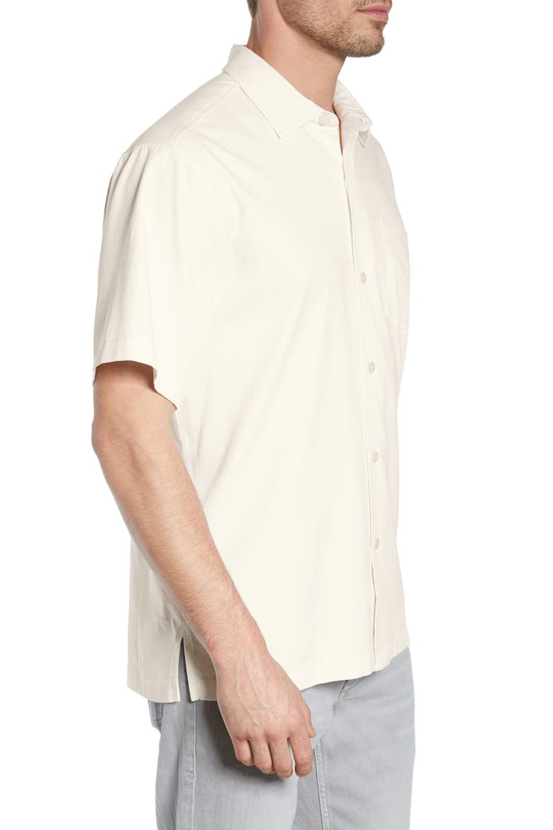 Catalina Stretch Silk Blend Camp Shirt, Alternate, color, WHITE