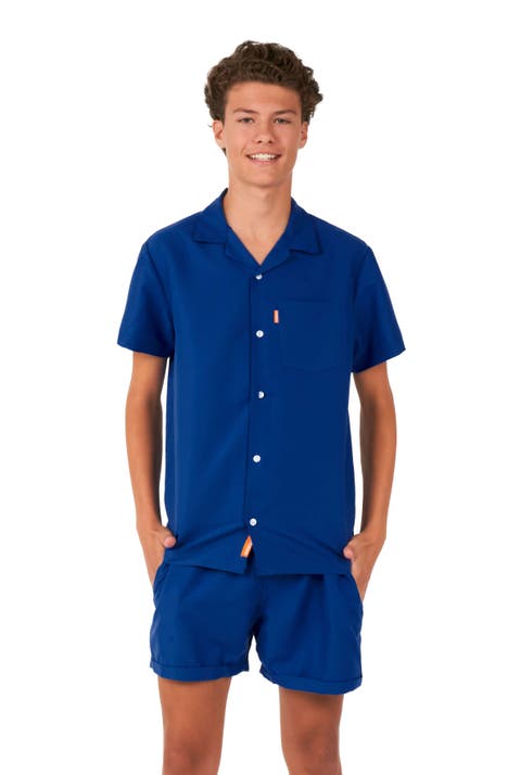 Kids' Navy Royale Camp Shirt & Shorts Set