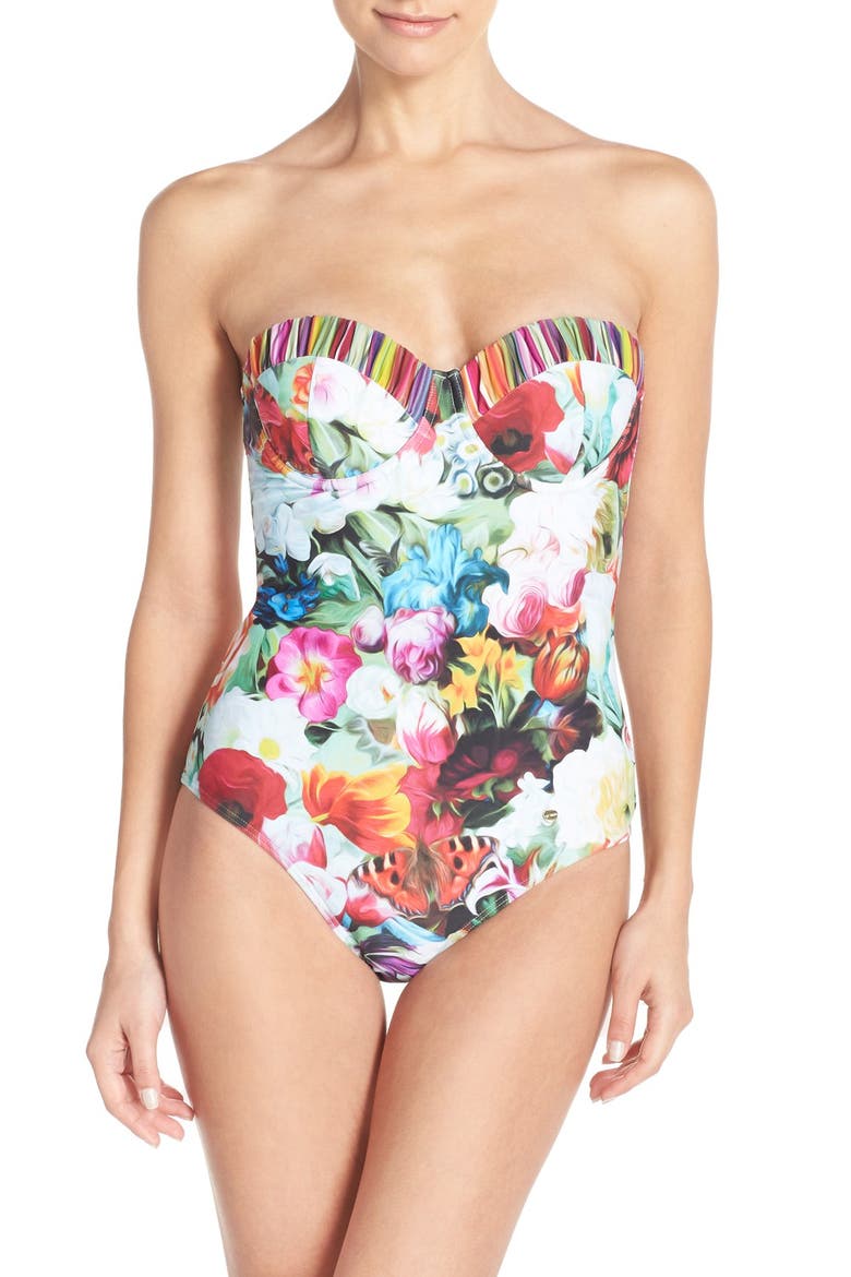 'Imari' Floral One-Piece Swimsuit, Main, color, FUCHSIA
