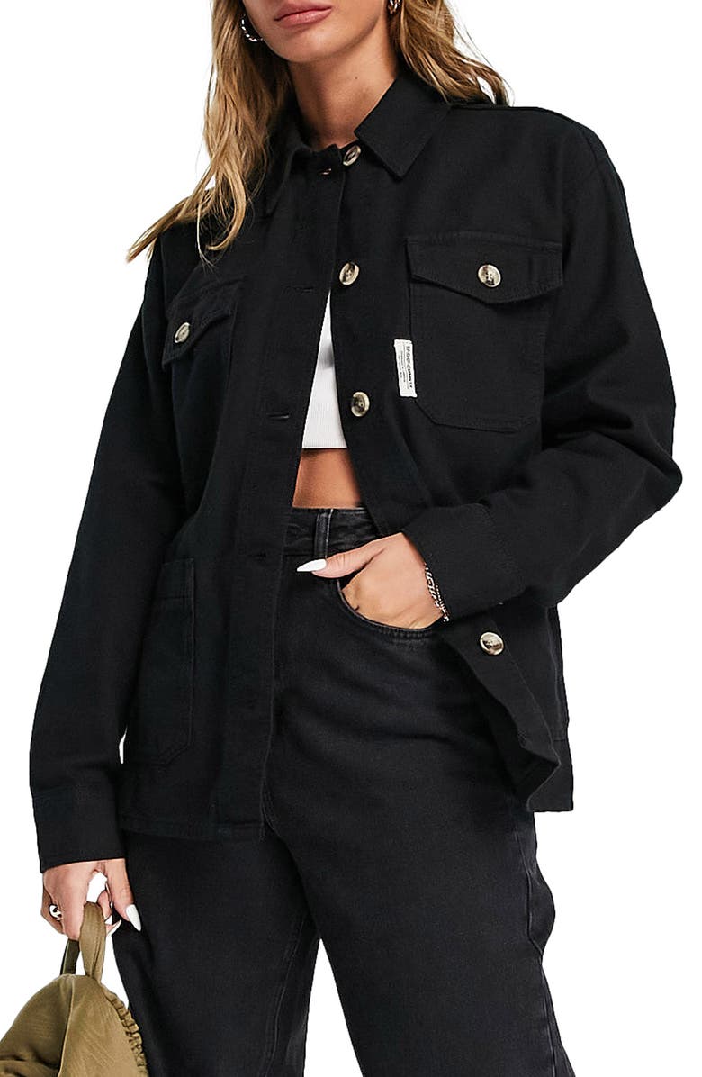 Topshop Oversize Cotton Shacket, Main, color,