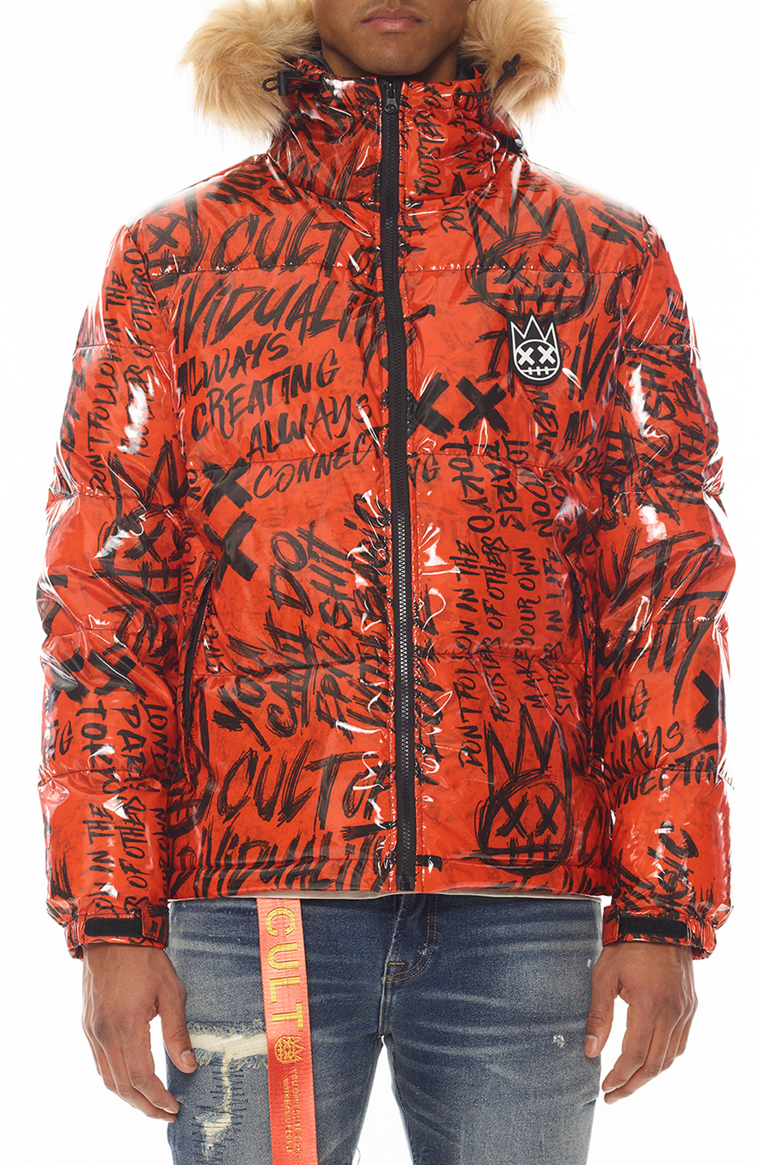 Cult of Individuality Down Puffer Jacket with Faux Fur Hood (Men ...