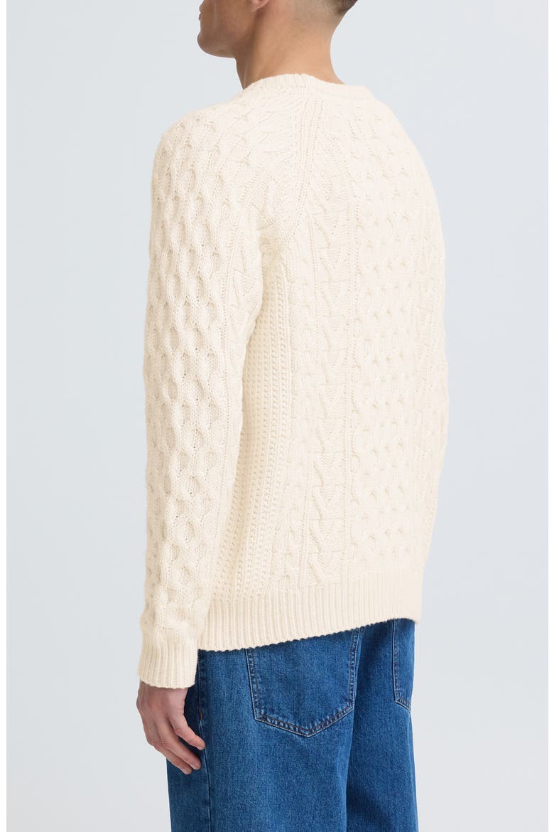 Vukan Cable Knit Crewneck Sweater, Alternate, color, OFF WHITE