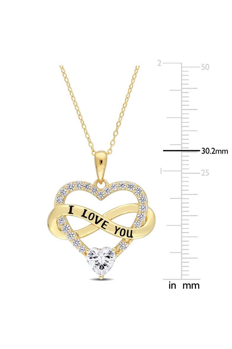 Cubic Zirconia Infinity Heart Necklace, Alternate, color, Yellow-Plated