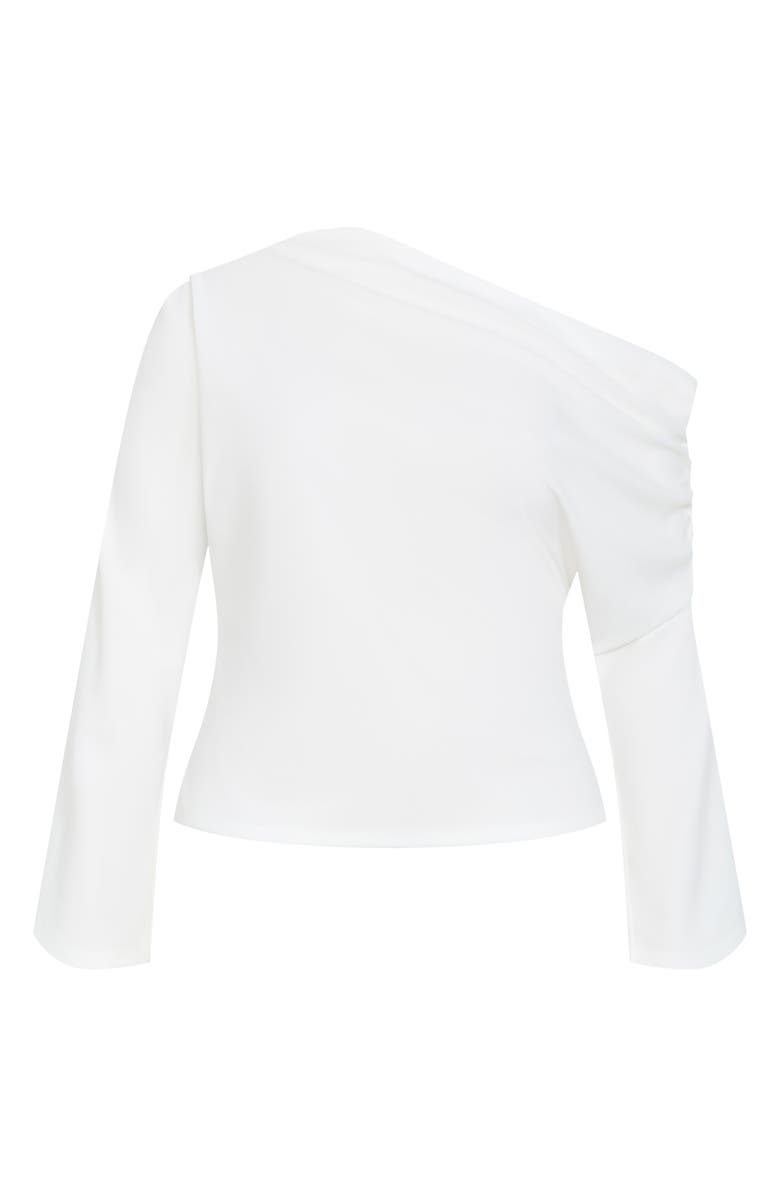 City Chic Imani One-Shoulder Long Sleeve Top, Alternate, color, Ivory