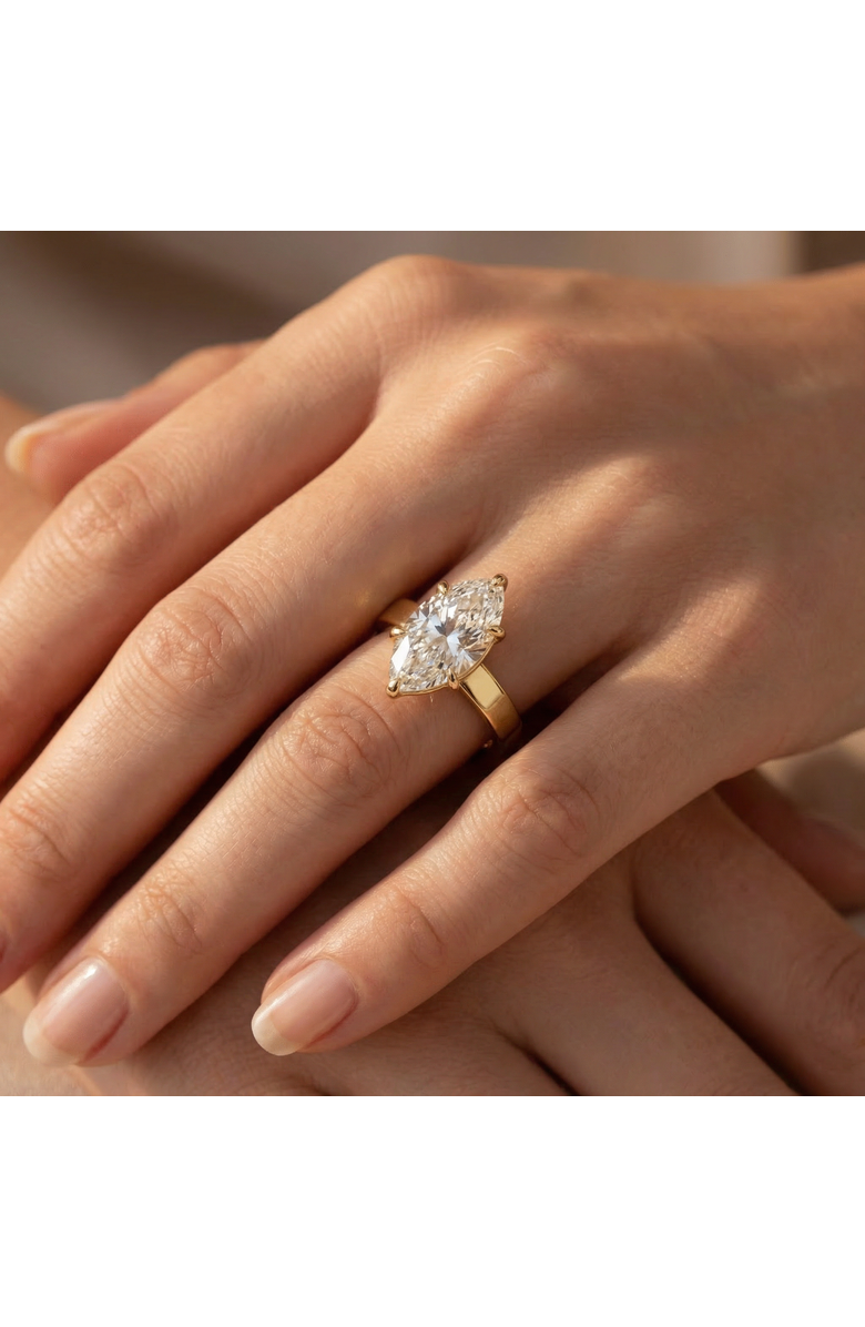 Bliss Diamond Certified 2Ct Marquise Cut Flat Cigar Band Engagement Ring 14k Gold Lab Grown, Alternate, color, 14K White Gold