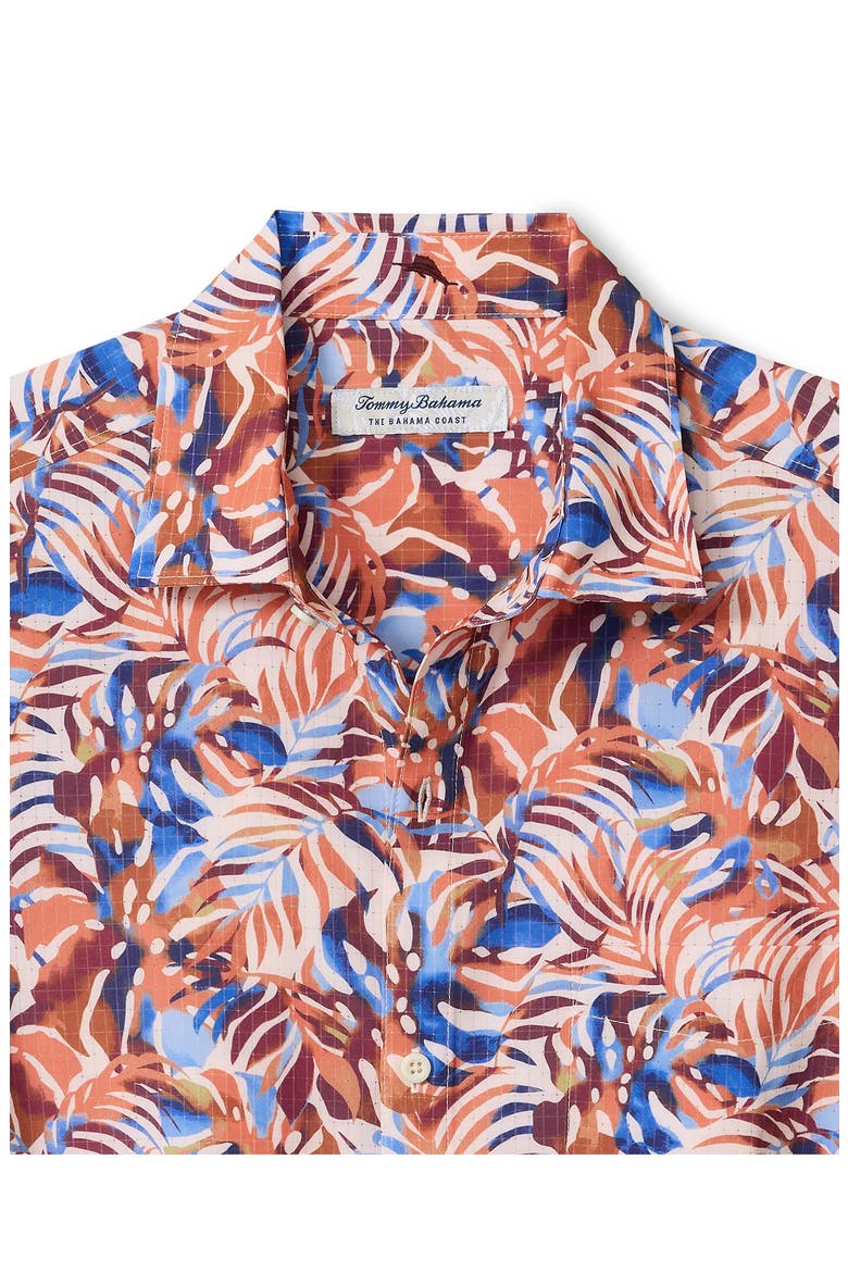 Bahama Coast Royal Palms Leaf Print IslandZone® Short Sleeve Button-Up Shirt, Alternate, color, MAJORCA