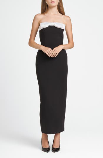 WAYF x CHÉRIE MADELEINE Coco Bow Colorblock Strapless Dress