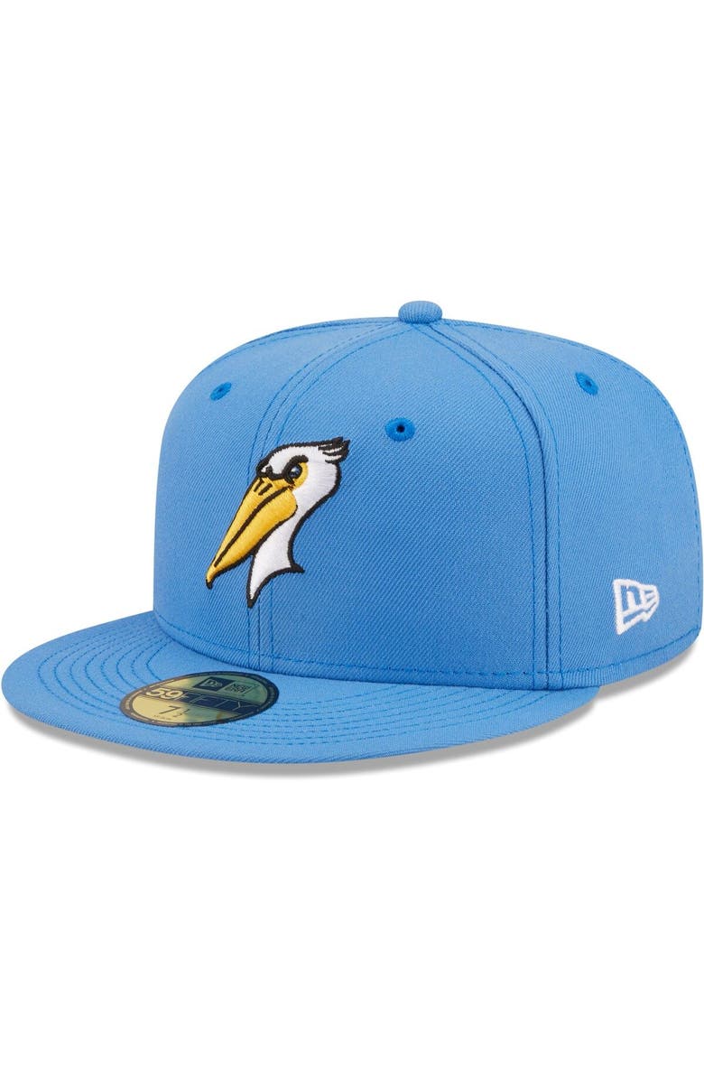 New Era Men's New Era Light Blue Myrtle Beach Pelicans Authentic Collection 59FIFTY Fitted Hat, Alternate, color, Light Blue