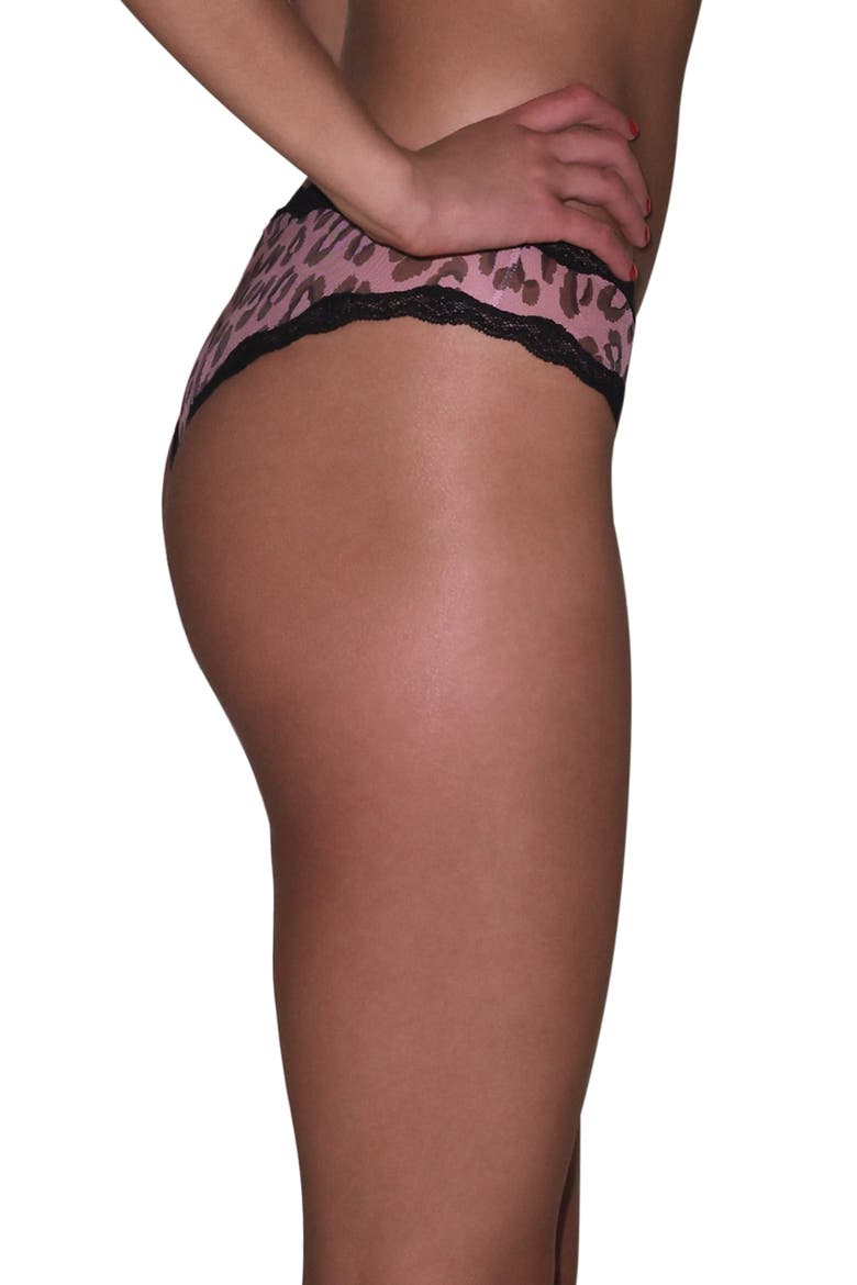 Printed Sheer Tulle Bikini Cut Briefs, Alternate, color, LEOPARD PRINT