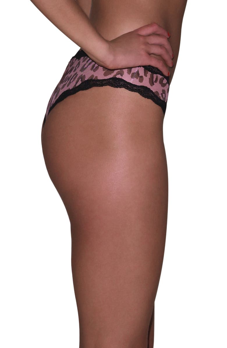 Fleur Du Mal Printed Sheer Tulle Bikini Cut Briefs, Alternate, color, Leopard Print