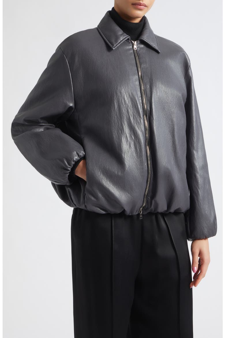 Faux Leather Bomber Jacket, Alternate, color, 9487 CHARCOAL