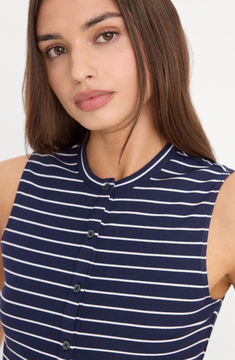 Good American The Rib Stripe Splay Sleeveless Top, Alternate, color, Simple Stripe Horizon Ink