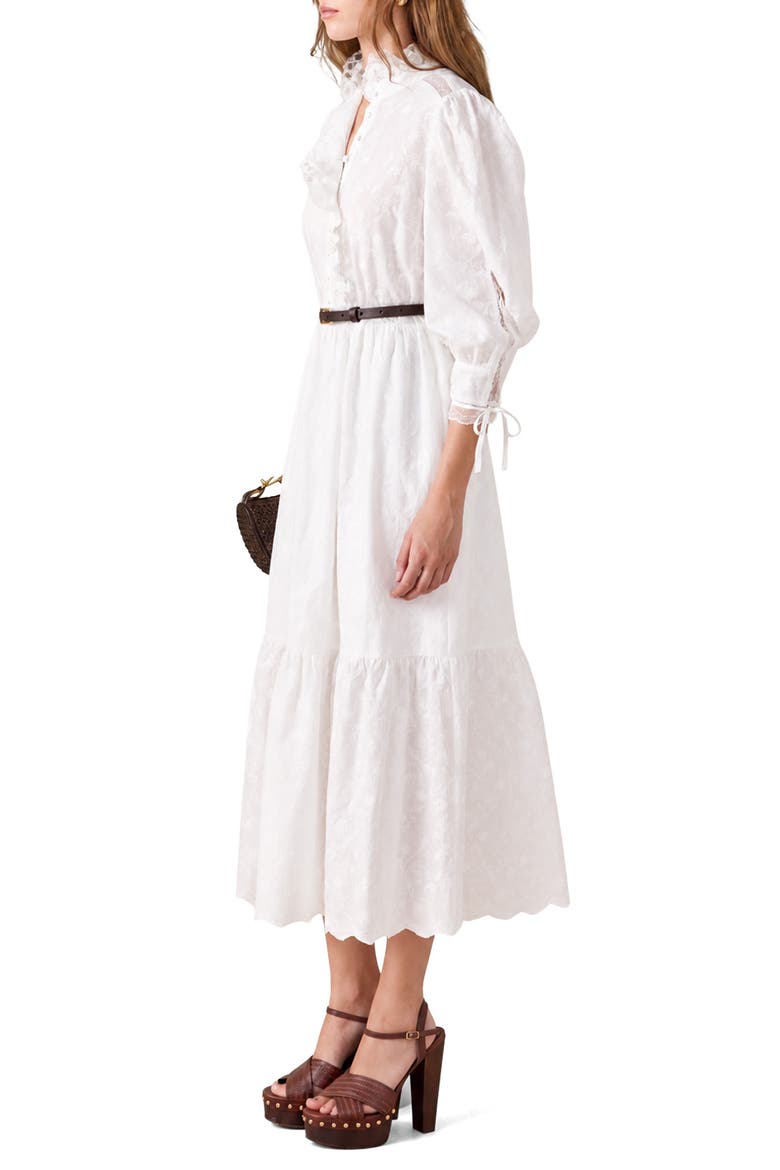 Ruffle Collar Puff Sleeve Maxi Dress, Alternate, color, WHITE