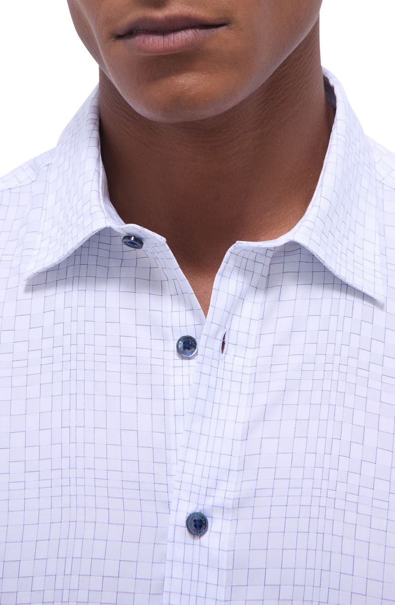 Bugatchi Julian Shaped Fit Button-Up Shirt, Alternate, color, White