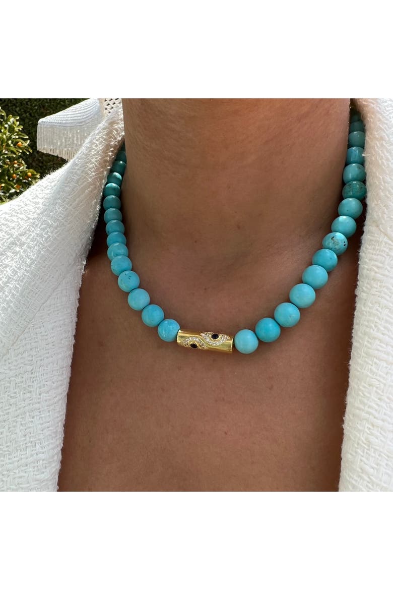 Turquoise beaded rod eye necklace, Alternate, color, turquoise