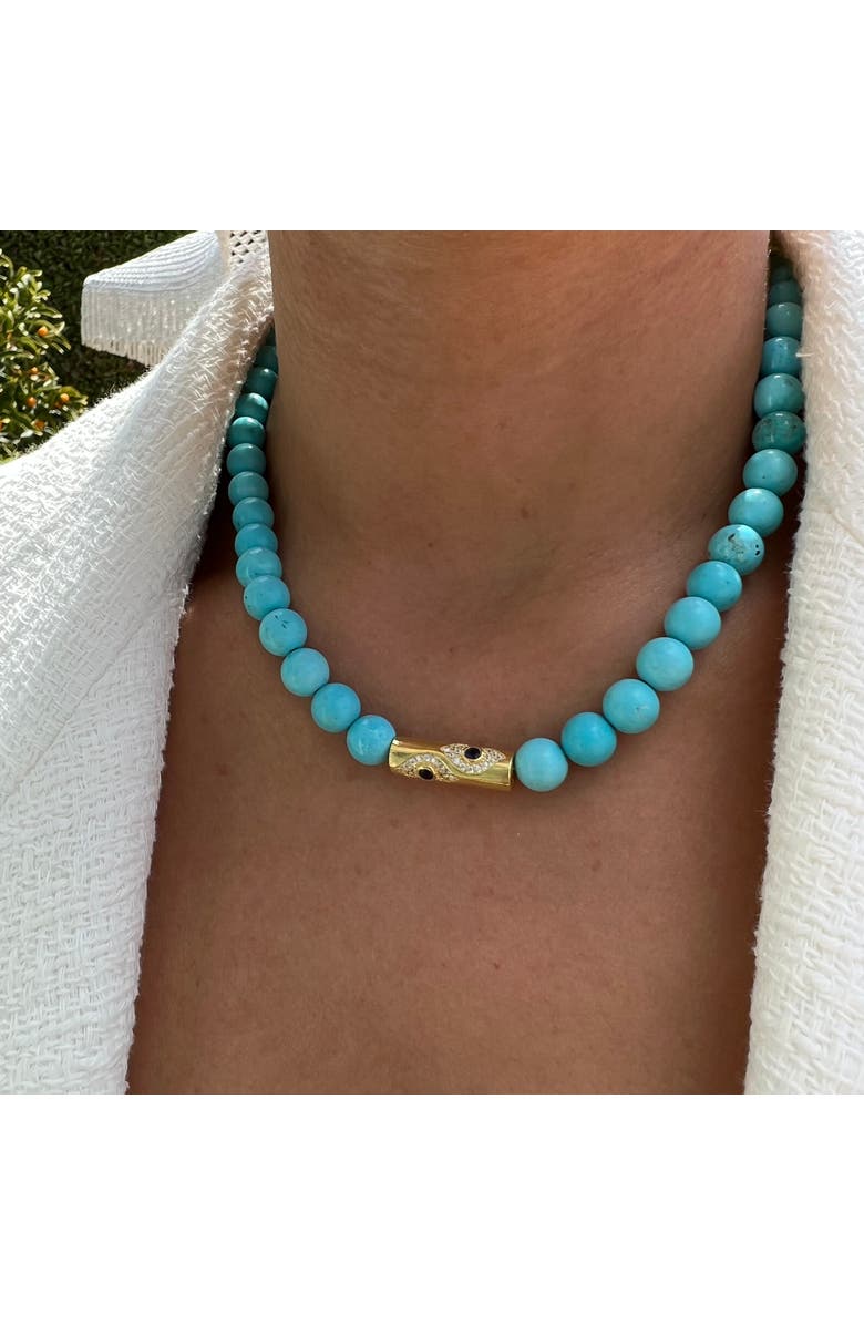 Gemma Azzurro Turquoise beaded rod eye necklace, Alternate, color, Turquoise