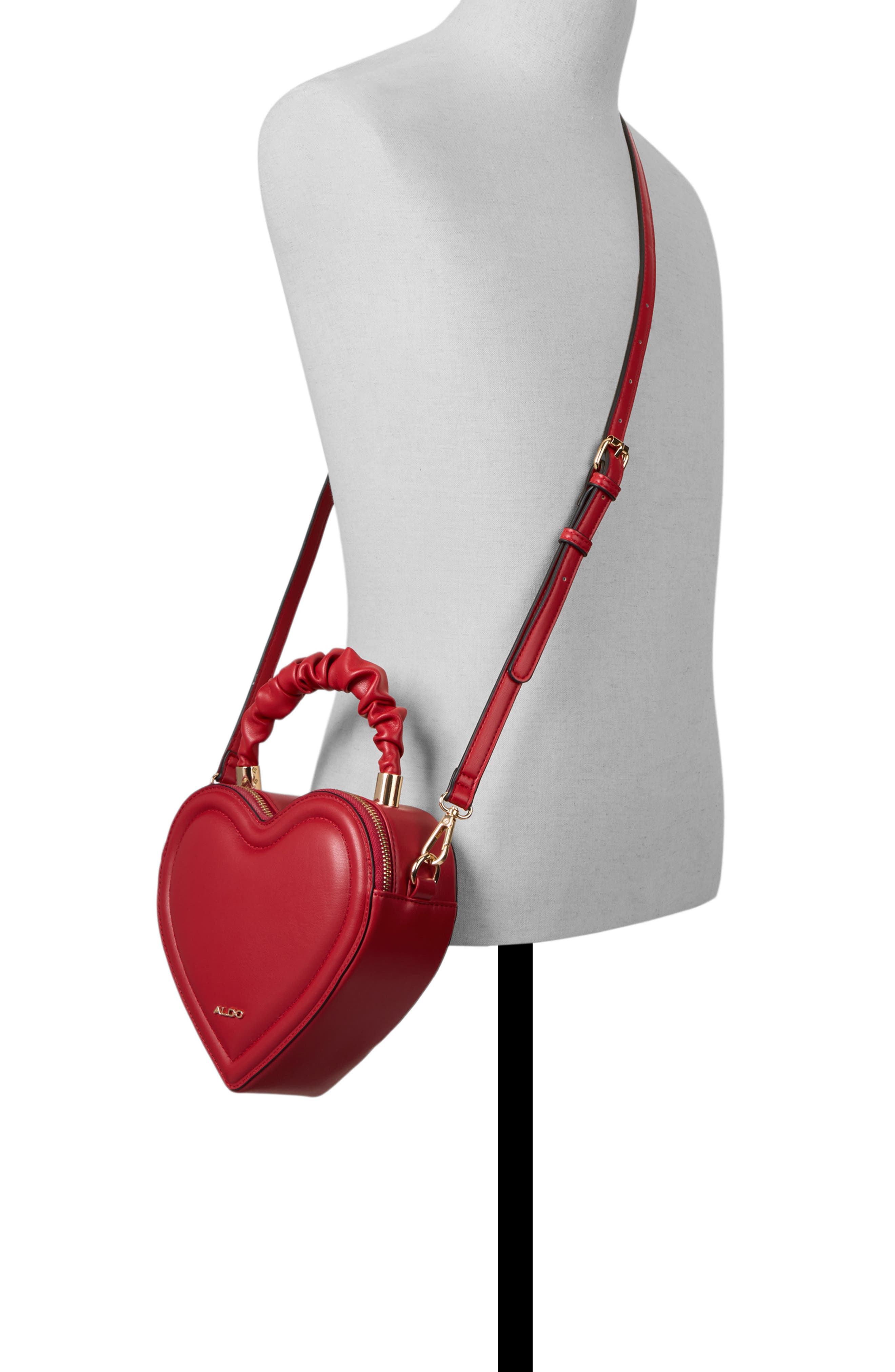 ALDO Javaberel Faux Leather Heart Crossbody Bag, Alternate, color, Open Red