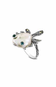 SAMUEL B. Sterling Silver & 18K Gold Blowfish Pearl Ring