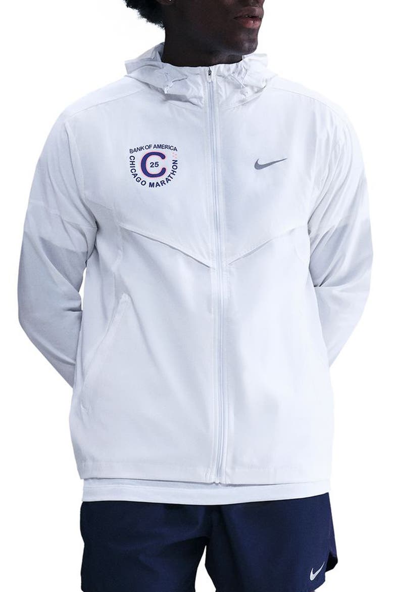 Chicago Marathon Nylon Track Jacket, Main, color, WHITE/ REFLECTIVE SILVER