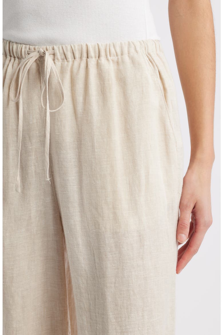 Wide Leg Crop Linen Pants, Alternate, color, FLAX