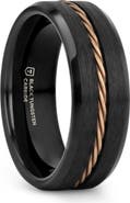 Larson Jewelers ADELARD Braided Cable Tungsten Wedding Band Brushed Center with Polished Beveled Edges