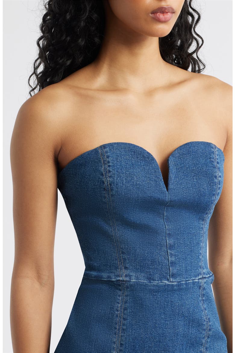 Strapless Denim Maxi Dress, Alternate, color, DENIM