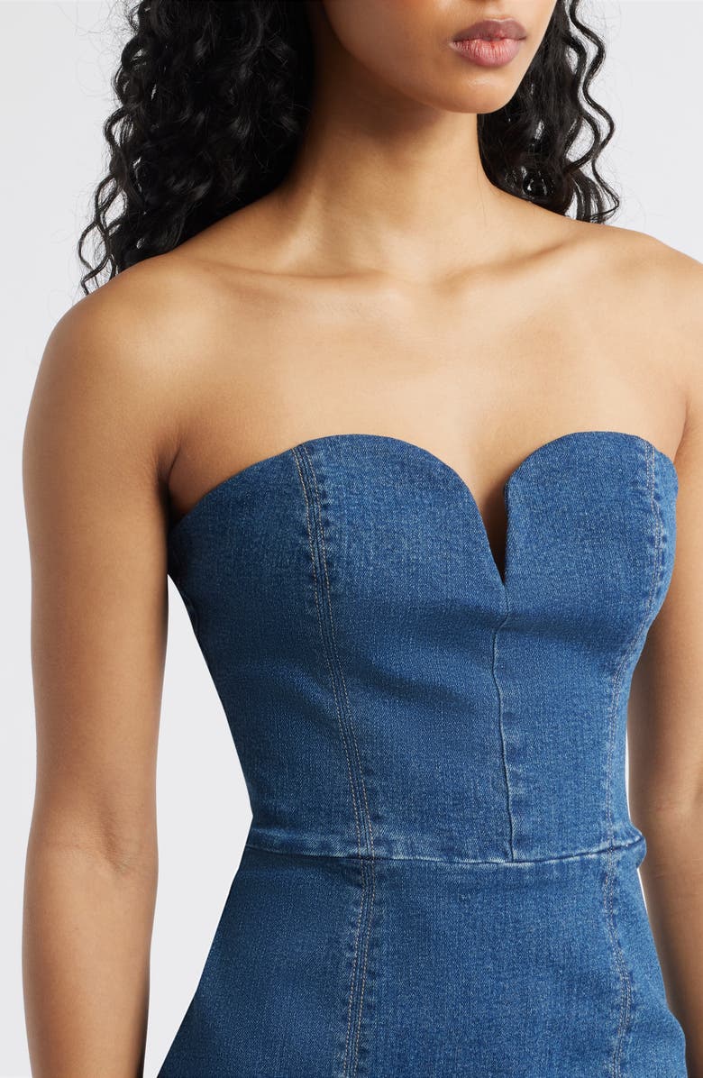FREEMARKET Strapless Denim Maxi Dress, Alternate, color, Denim