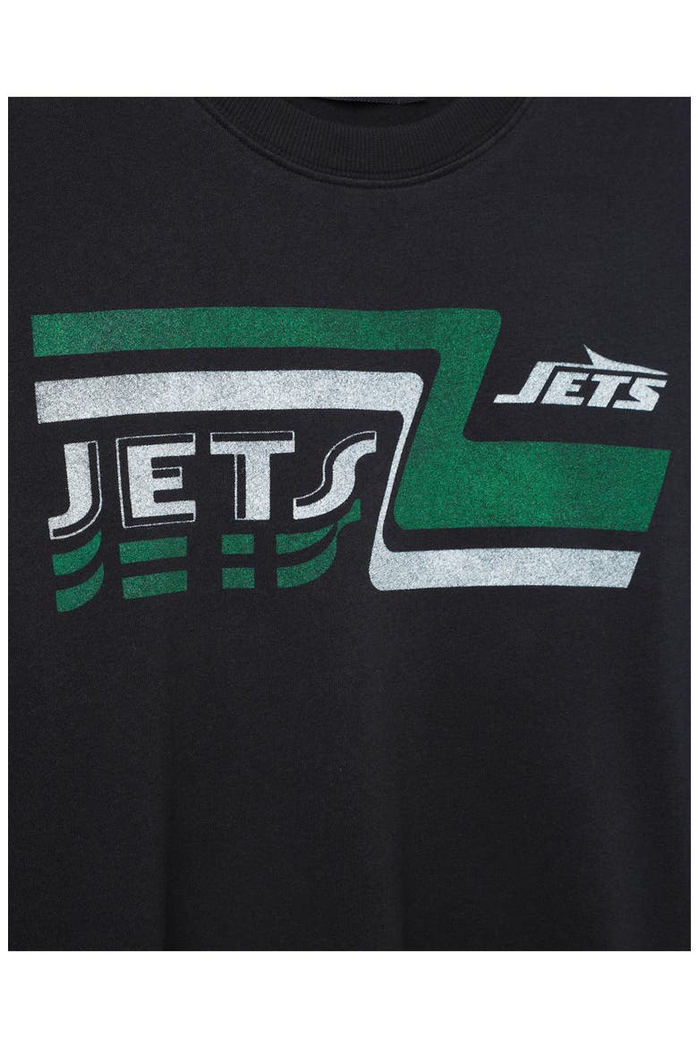 Jets Retro Graphic Cropped Sweatshirt, Alternate, color, TRUE BLACK