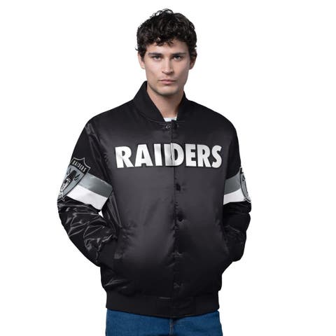 Men
s Starter Black Las Vegas Raiders Triple Option Satin Varsity Vintage Logo Full-Snap Jacket