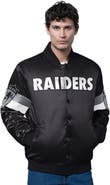 STARTER Men's Starter Black Las Vegas Raiders Triple Option Satin Varsity Vintage Logo Full-Snap Jacket