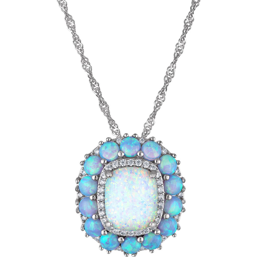 Fzn Opal & Cubic Zirconia Pendant Necklace In White