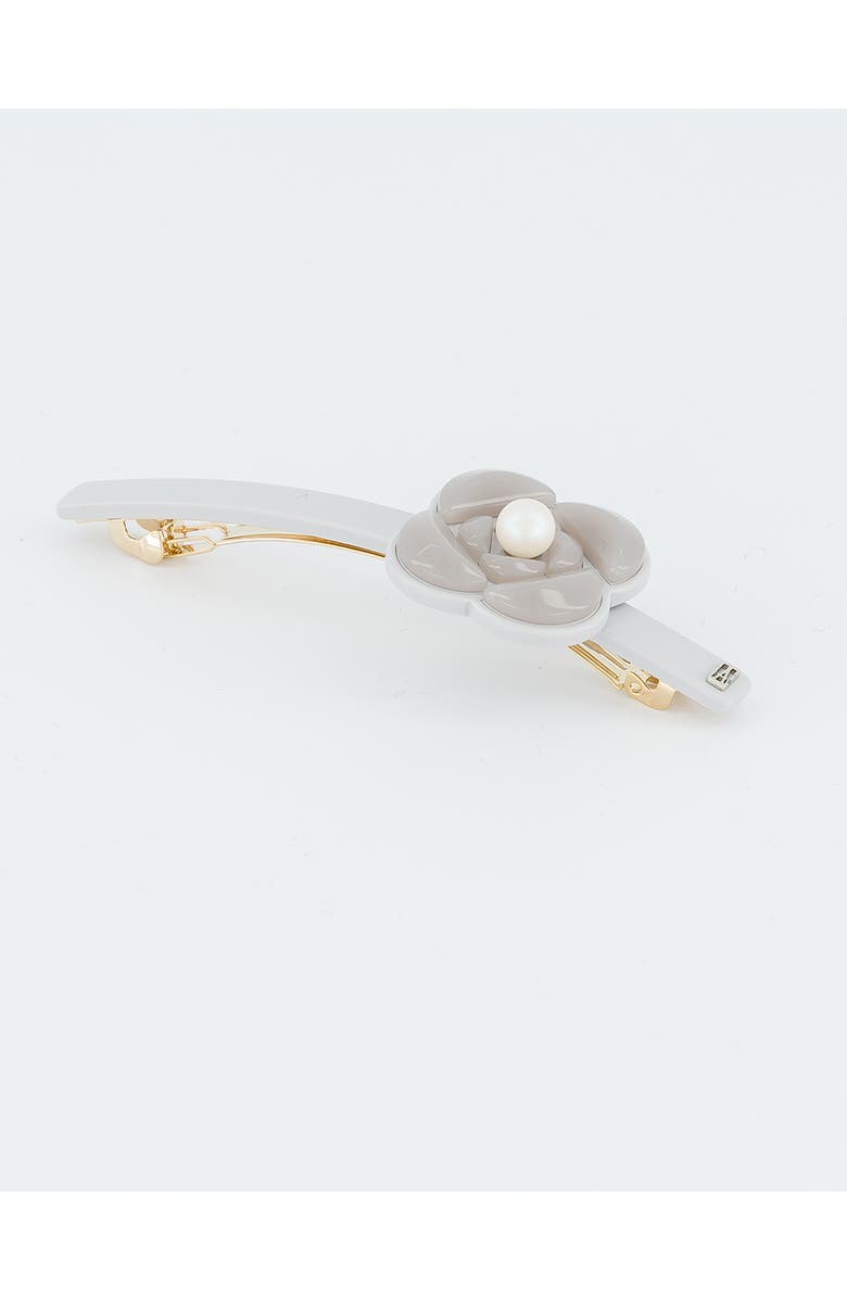 Alexandre de Paris Camelia Graphique Long Acetate Barette, Alternate, color, Grey