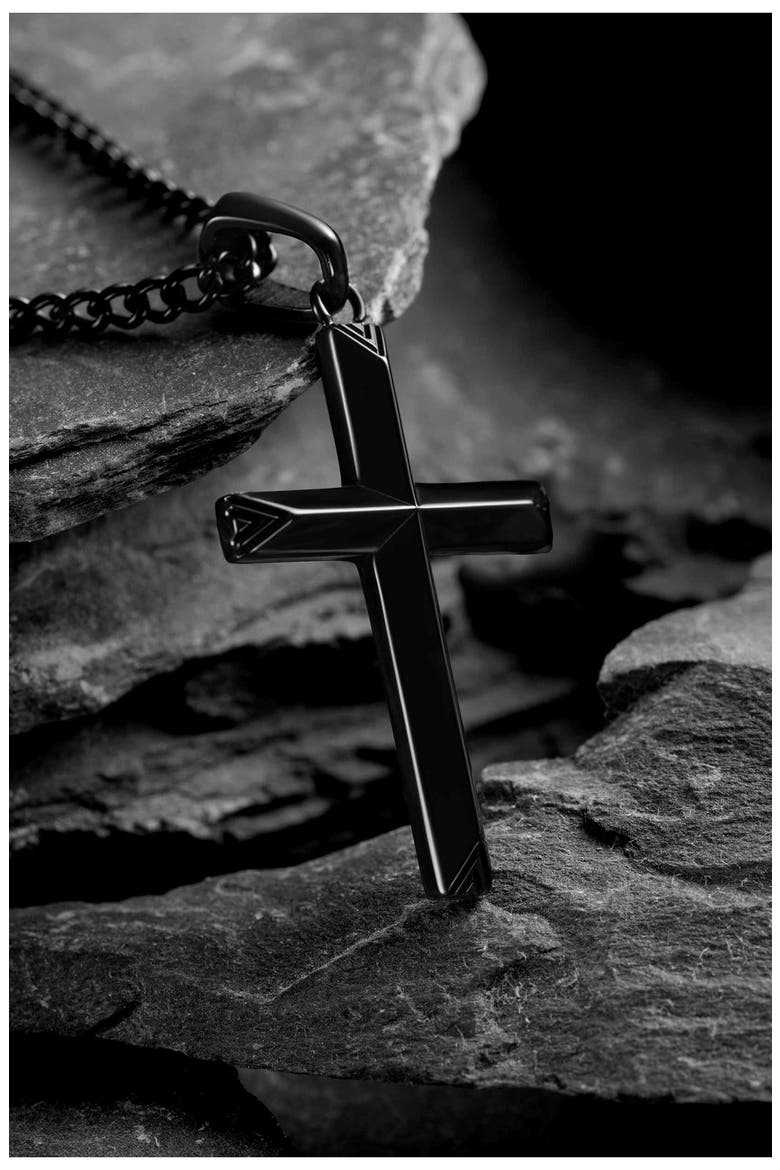 Cross Pendant Necklace, Alternate, color, BLACK