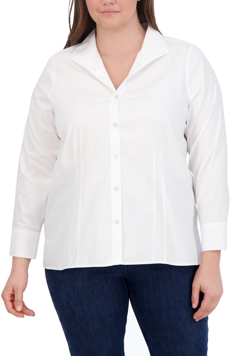 Foxcroft Katie Cotton Shirt, Main, color, White