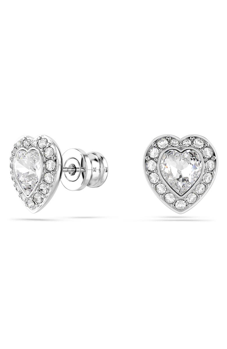 Swarovski x Ariana Grande Angelic Crystal Heart Halo Stud Earrings, Alternate, color, White/ Silver
